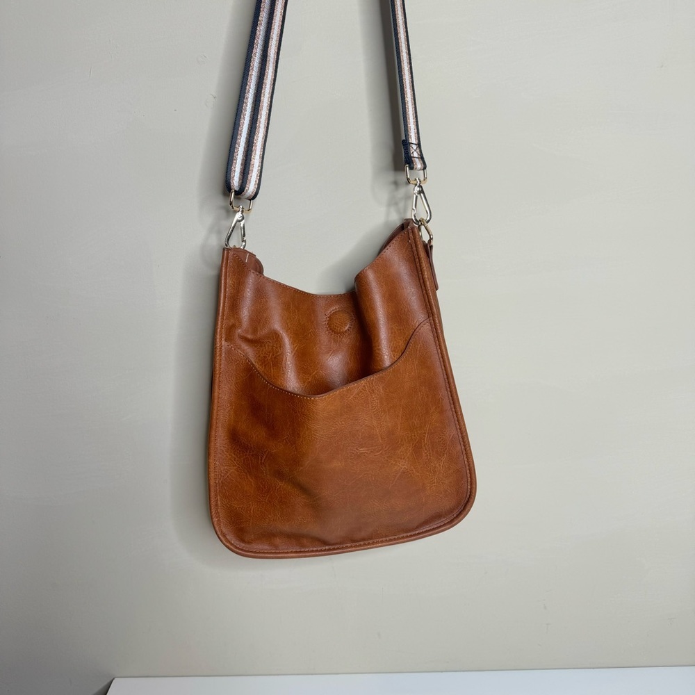Pinafore Vegan Leather Crossbody Shoulder Bag with Adjustable Strap